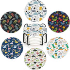 Drink Coasters Set of 6 with Holder, Dinosaur Absorbent Ceramic Drink Coaster for Tabletop Protection,Suitable for Kinds of Cups,Drinks Coasters for Home Office Decoration(4 Inches)