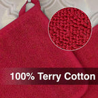 RITZ Terry Potholder & Hot Pad: Unparalleled Heat Resistant, Durable 100% Cotton – Ergonomically Designed for Optimal Grip – Easy-Care Machine Washable – 4-Pack, Paprika Red
