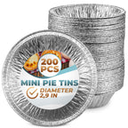 Mini Pie Tins 2.9 Inch - 200 Pack Disposable Aluminum Foil Pie Pans | Durable, Lightweight & Stackable for Oven & Freezer | Great for Tarts, Baking, Meal Prep, Catering, Takeout, Parties, and Desserts