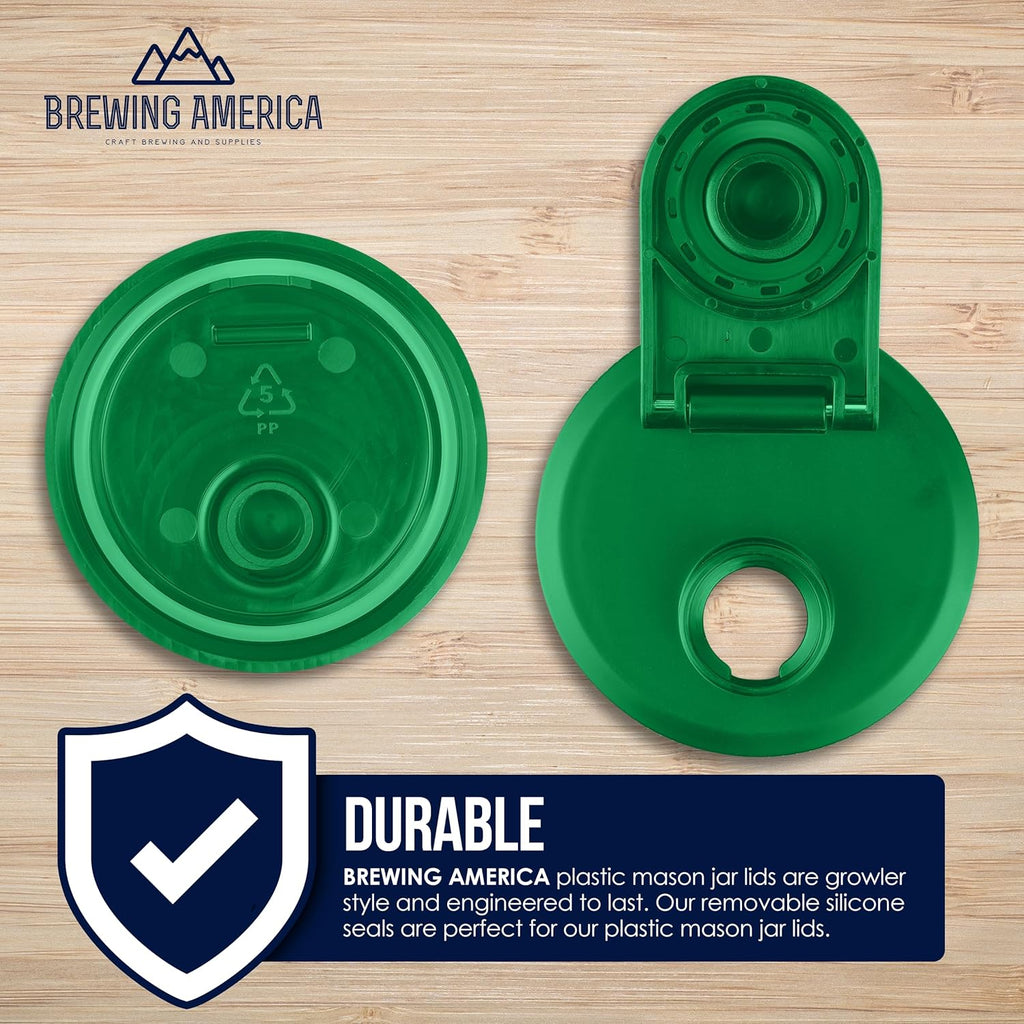 Brewing America Mason Jar Drinking Cup Pint and Half Drinking Lid and Azure 24oz Jar (1, Tractor Green)