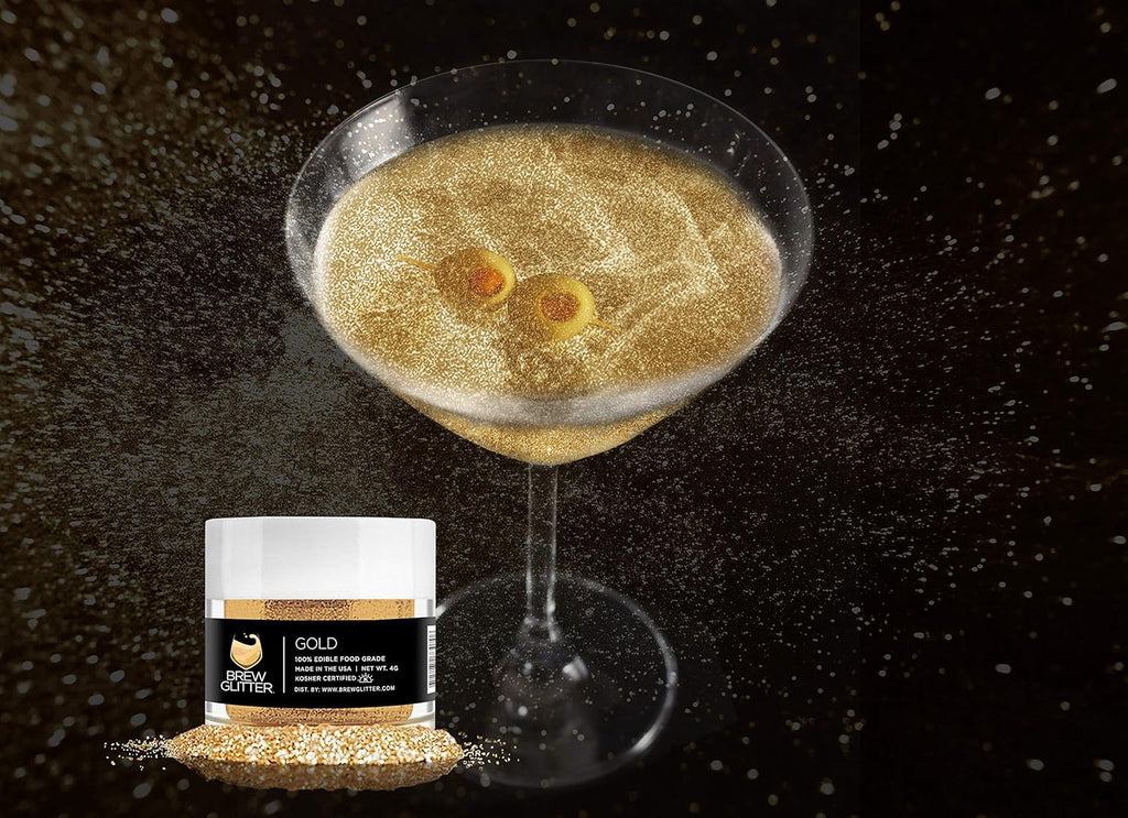Gold BREW GLITTER Edible Glitter For Drinks, Cocktails, Beer, Garnish Glitter & Beverages | KOSHER & HALAL Certified | 100% Edible & Food Grade | Vegan, Gluten, Nut Free (25g, Gold)