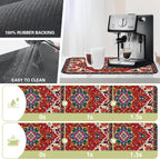 Dish Drying Mat Bohemia Tribal Carpet Texture Kitchen Mat 12"x19" Bsorbent Coffee Maker Mat for Dishes,Utensils Coffee Maker Pots and Pans Easy Clean Dish Slip Resistant Pad