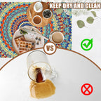 Boho Mandala Ethnic Coffee Mat Absorbent Dish Drying Mat for Kitchen Counter Hide Stain Rubber Backed Coffee Bar Accessories Fit Under Espresso Machine Dish Drainer 11.8 x 19.7 Inch