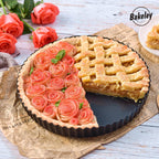 11-Inch Round Tart Pan with Loose Removable Bottom, Non-Stick Carbon Steel Quiche Pan for Oven Baking (Black)