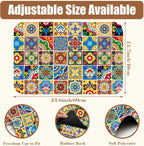 Talavera Mexican Tiles Dish Drying Mat for Kitchen Counter Bar Mat Hide Stain Absorbent Rubber Backed Coffee Mat Maker Espresso Machine Bar Accessories 15.7 x 23.6 Inch
