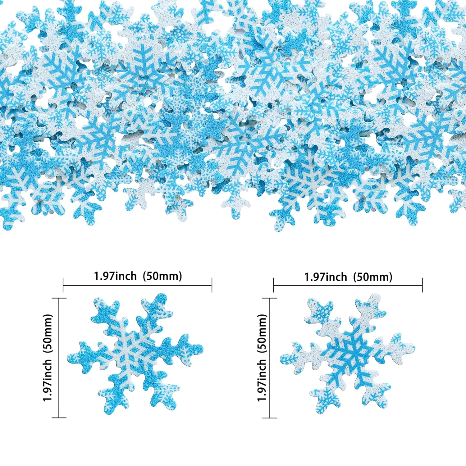 Gyufise 50Pcs Pink Edible Cupcake Cake Toppers Snowflake Cake Decorations for Christmas Winter Frozen Theme Party Supply Decoration Multi