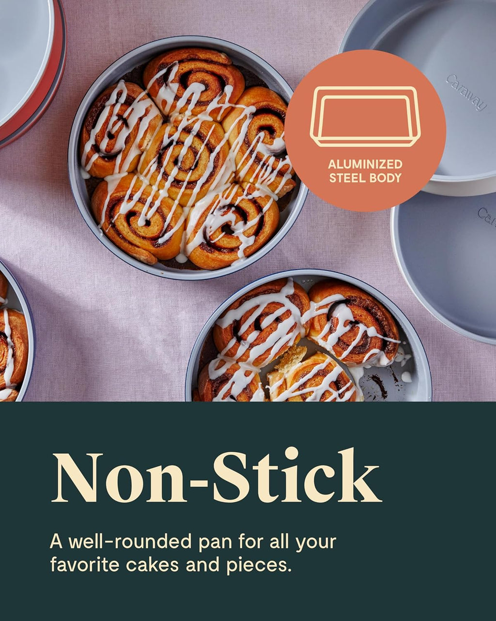 Caraway Non-Stick Ceramic 9” Circle Pans - Naturally Slick Ceramic Coating - Non-Toxic, PTFE & PFOA Free - Perfect for Birthday Cakes, Tartes, & More - Navy