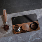 Espresso Tamper Kit 54mm for Breville Machines with Walnut Bottomless Portafilter, Distribution Tool, Leather Tamping Mat Organizer & Coffee Machine Scale