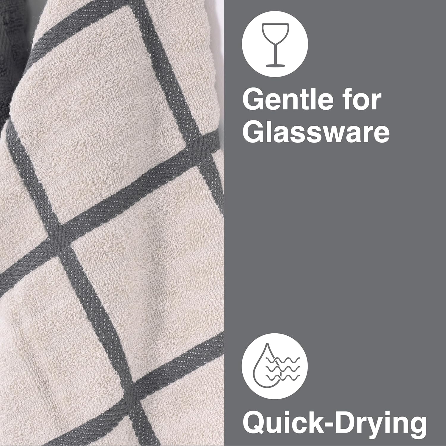 All-Clad Checked Kitchen Towel: Highly Absorbent, Super Soft Long Lasting - 100% Cotton, 17"x30" Tea Towel for Cleaning & Drying Dishes, Pans, Glassware, or Countertops, (1-Pack), Pewter