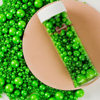 Kasvan Christmas Green Pearl Sugar Sprinkles - Edible Candy Pearls 130g/4.58 Oz, Mix Size, Baking Cake Decorations, Ice Cream Toppings and Cookie Decorating, Wedding Party Chirstmas Supplies