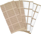 All-Clad Solid & Coordinate Kitchen Towels: Highly Absorbent, Super Soft Long Lasting 100% Cotton, 17" x 30" Tea Towels for Cleaning & Drying Dishes, Pans, Glassware, Countertops, 4-Pack, Cappuccino
