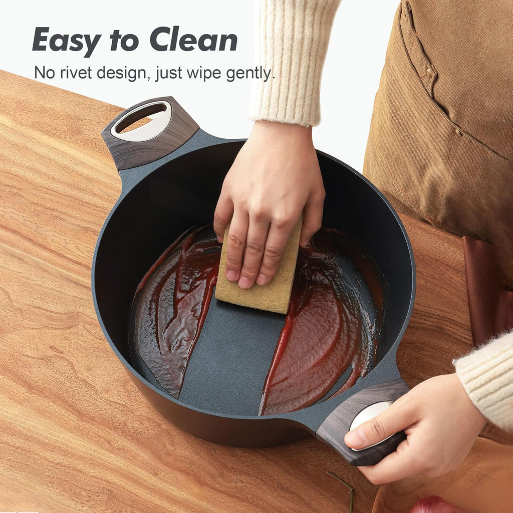 SENSARTE Nonstick Stock Pot with Lid, 2.6/4.5/6.6 QT Soup Pot Casserole Pot, Healthy Pasta Pot, Large Deep Cooking Pot, Big Sauce Pot Stew Pot, Induction Compatible, PFOA PFOS APEO Free, Black