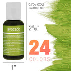 24 Color Cake Food Coloring Liqua-Gel Decorating Baking Primary & Secondary Colors Deluxe Set - U.S. Cake Supply 0.75 fl. oz. (20ml) Bottles - Made in the U.S.A.