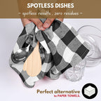 Native Fab 6-Pack Kitchen Towel with Hanging Loop 16x26 inches, Cotton Buffalo Check Kitchen Towels for Cleaning Drying, Washcloths Soft & Absorbent Cloth Rags, Bar Towel, Dish Cloth, Black