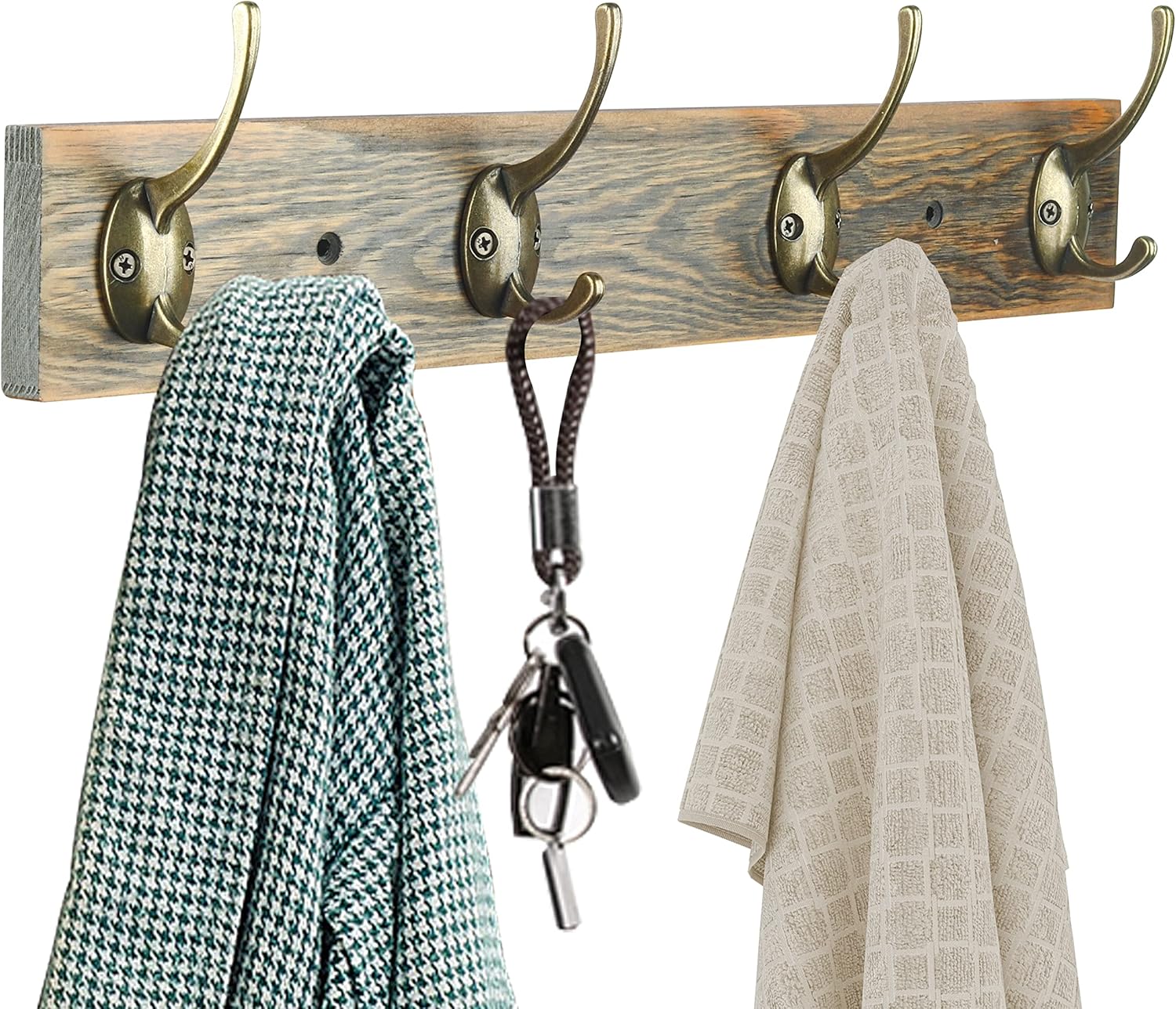 IBosins 32 Pack Antique Brass Coat Hooks Wall Mounted with 64 Screws Retro Double Hooks Utility Hooks for Coat, Scarf, Bag, Towel, Key, Cap, Cup, Hat