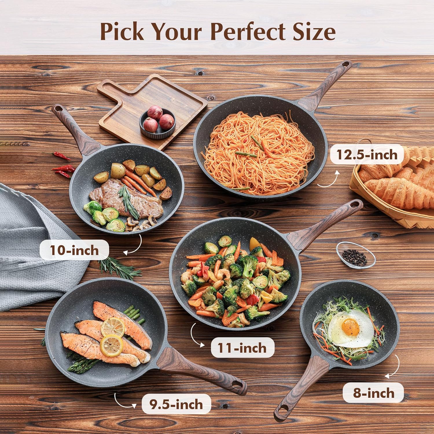 SENSARTE 12.5 Inch Nonstick Frying Pan Skillet, Swiss Granite Coating Omelette Pan, Healthy Stone Cookware, PFOA Free