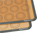 Amazon Basics Silicone Baking Mat for Macarons, Non-Stick, Food Safe, 16.5" x 11.6", Beige/Gray, Pack of 2