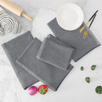 Homaxy Premium Kitchen Towels(18”x 28”, 8 Pack), Large Cotton Kitchen Hand Towels, Flat and Terry Dish Towels, 380 GSM Highly Absorbent Tea Towel Set with Hanging Loop, Grey