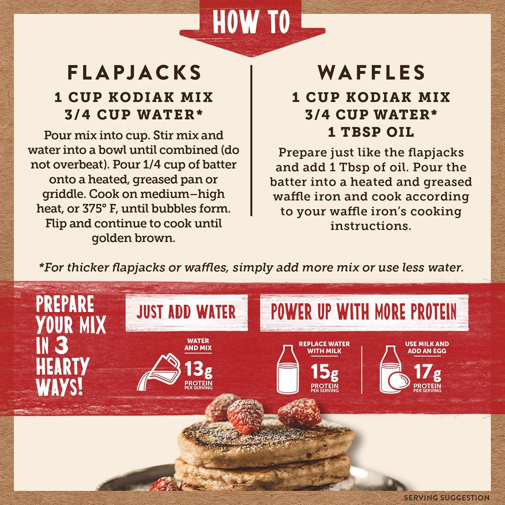 Kodiak Cakes Power Cakes, Pancake & Waffle Mix, Raspberry Lemon, High Protein,100% Whole Grains (Pack of 6)