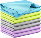 Microfiber Cleaning Cloth Glass Window Stainless Steel Mirror Polishling Rags Eyeglass Windshield Household Nano Sparkle Cloth Lint Free Cloth Cleaning Supplies Shiny Wipes, Pack of 8, 16" x 12"