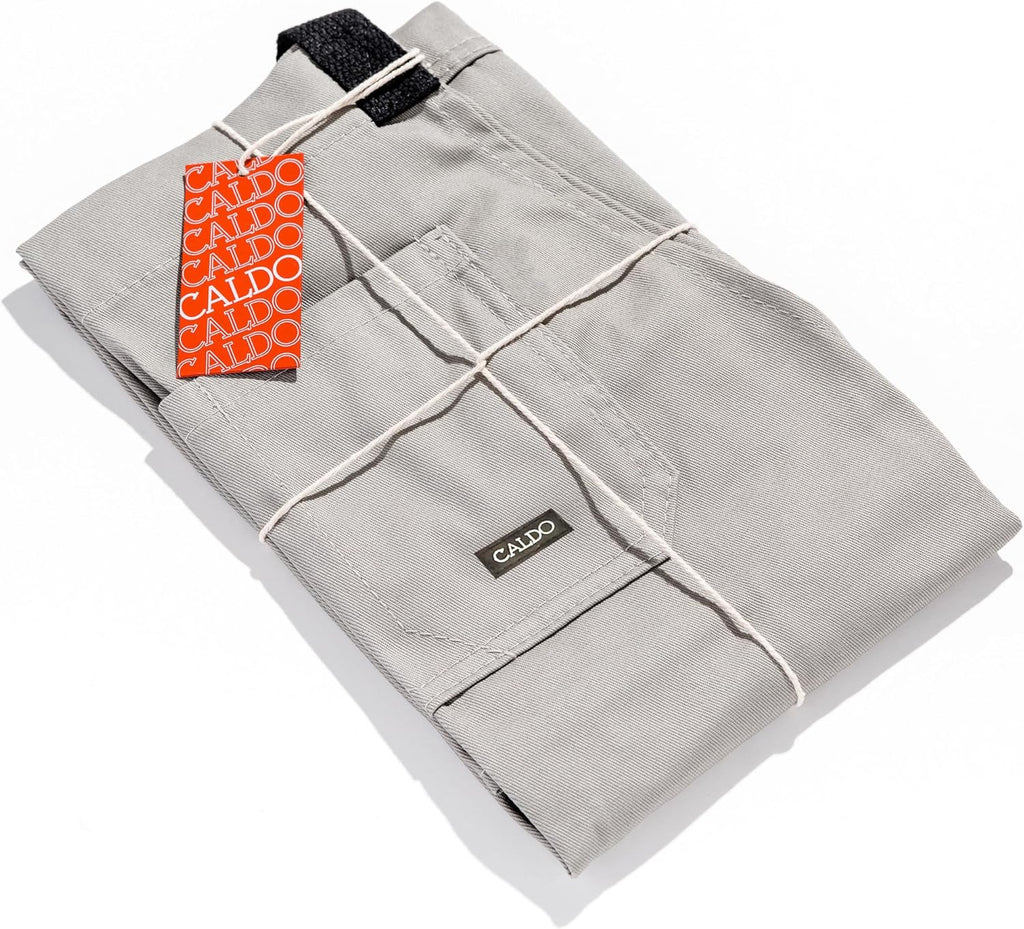 Caldo Daily Cotton Kitchen Apron for Cooking- Mens and Womens Professional Chef or Server Bib Apron - Adjustable Straps with Pockets and Towel Loop (Grey)