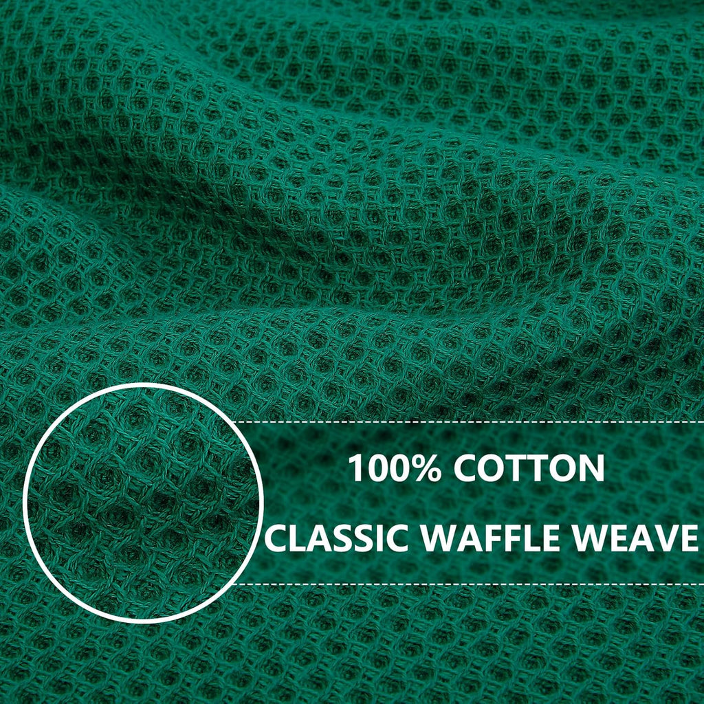 Homaxy 100% Cotton Waffle Weave Kitchen Dish Cloths, Ultra Soft Absorbent Quick Drying Dish Towels, 12 x 12 Inches, 6-Pack, Dark Green