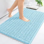 Arotive Luxury Chenille Bathroom Rug Mat, Extra Soft Thick Absorbent Shaggy Bath Rugs, Non-Slip Machine Wash Dry, Plush Bath Mats for Bathroom, Shower and Tub, 30x17, Blue