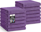 Homaxy Premium Kitchen Towels(18”x 28”, 12 Pack), Large Cotton Kitchen Hand Towels, Flat and Terry Dish Towels, 380 GSM Highly Absorbent Tea Towel Set with Hanging Loop, Purple