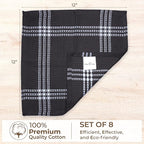 Urban Villa Cotton Dish Cloth Set of 8, Waffle Kitchen Cloth 12x12 Inch Highly Absorbent Soft Dish Cloths for Kitchen Cleaning & Drying Dishes Mitered Corner Dish Towels - Grey White, Checks