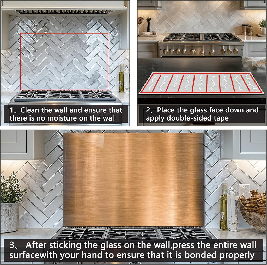 DAIFURONGE Tempered Glass Backsplash For Kitchen Behind Stove,Stove Backsplash Top Cover,Easy to Clean Glass Splashback, Sink Cover Splash Guard, Kitchen Wall Decor (30"x18"(76.2x45.72cm))