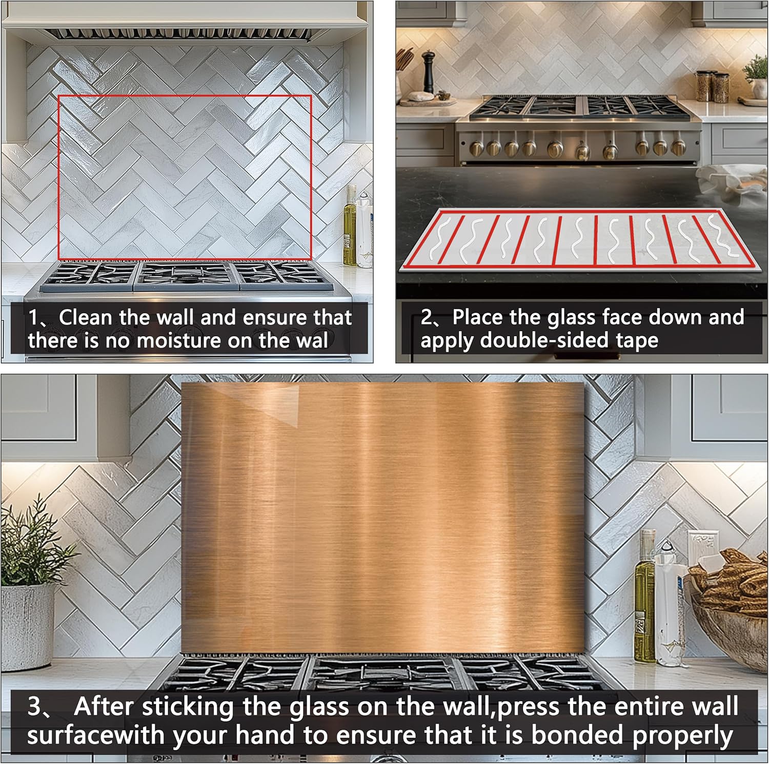 DAIFURONGE Tempered Glass Backsplash For Kitchen Behind Stove,Stove Backsplash Top Cover,Easy to Clean Glass Splashback, Sink Cover Splash Guard, Kitchen Wall Decor (30"x16"(76.2x40.64cm))