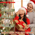 YCIA&DONE Bathroom Organizer Countertop, Makeup Storage, Skincare Cosmetic Tray Shelf, Perfume Holder Rack for Vanity Counter, Large Capacity, Easy to Install, Clean, 3 Tiers, Vintage Green