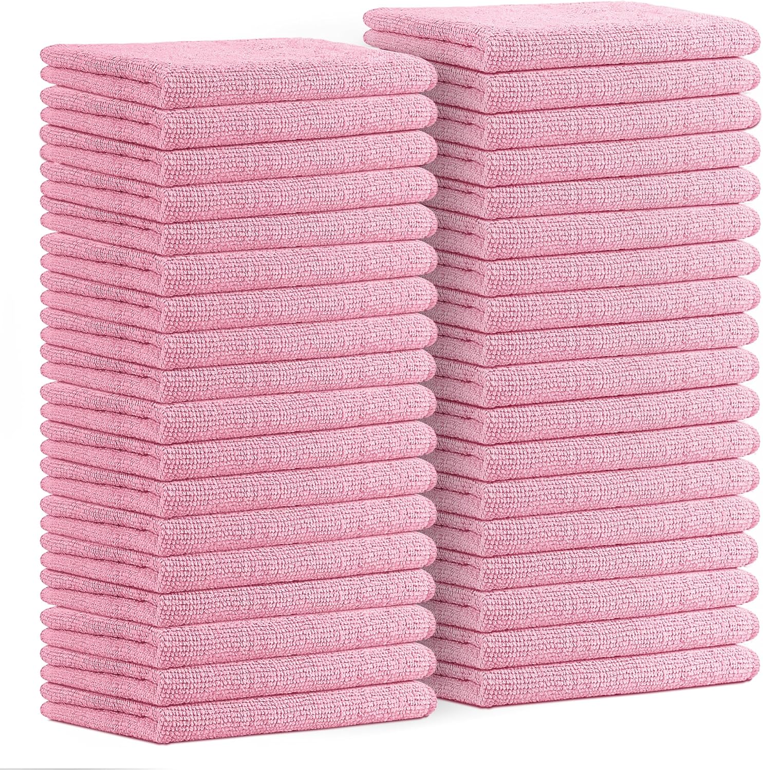 Avalon Towels Microfiber Cleaning Cloths (Value Pack of 36) Size 16" x 16", Highly Absorbent Cleaning Rags, Lint Free Cleaning Towels, Reusable and Washable, Microfiber Towels for Cars (Pink)