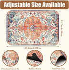 Persian Vintage Boho Carpet Coffee Mat Dish Drying Mat for Kitchen Counter Absorbent Hide Stain Rubber Backed Coffee Bar Accessories Fit Under Espresso Machine Dish Drainer 15.7 x 23.6 Inch