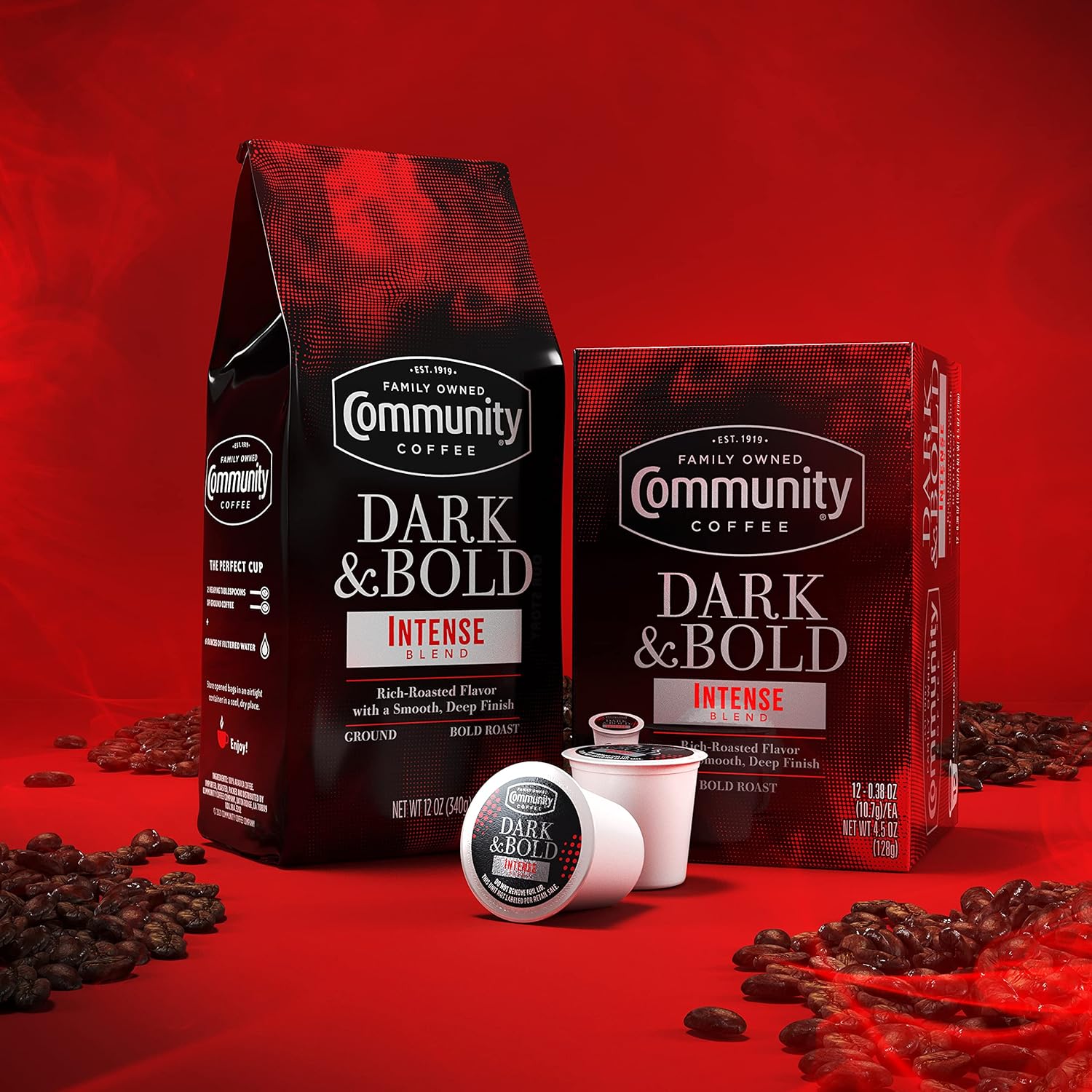 Community Coffee Dark & Bold Intense Blend 12 Count Coffee Pods, Dark Roast Compatible with Keurig 2.0 K-Cup Brewers, 12 Count (Pack of 1)