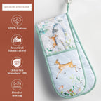 Maison d' Hermine Double Oven Mitts 100% Cotton 7"x35" Double Oven Mitt Heat Resistant BBQ Cooking Gloves with Loop, Baking, Grilling, Home, Kitchen, Handling Hot Pans (Snowy World)