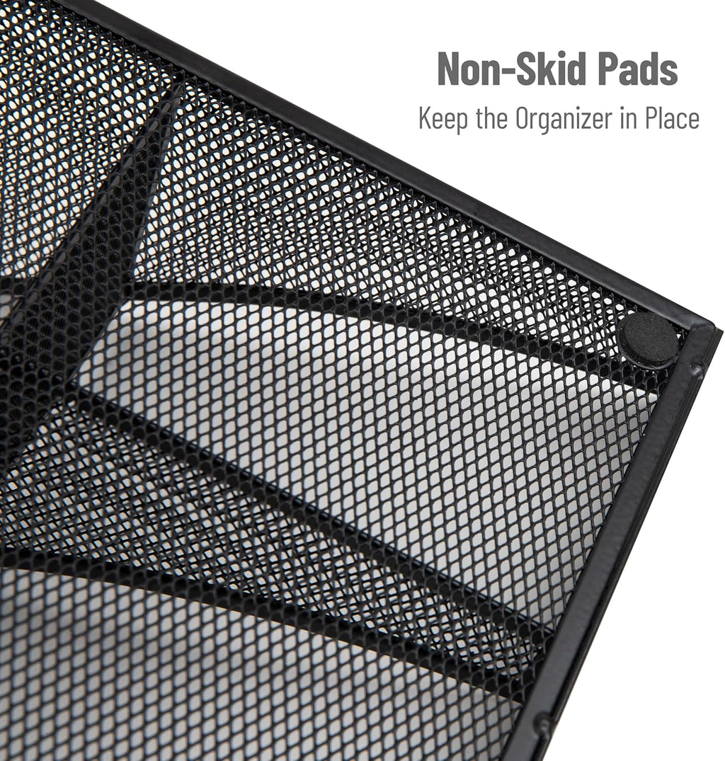 Mind Reader Countertop Organizer, 2-Tier Office Breakroom Supply Caddy, Metal Mesh, Black