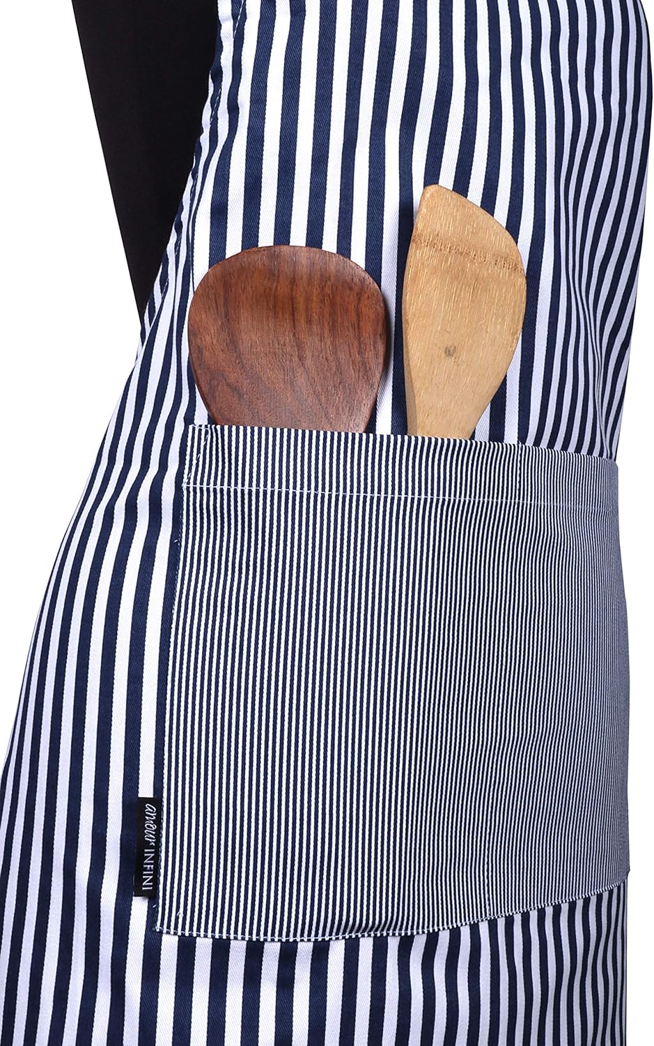 AMOUR INFINI Cotton Aprons for Women with Pockets Adjustable Strap and Waist Ties Washable Printed Aprons for Baking, Cooking, Gardening (27.5 x 33 Inches - Blue)