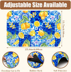 Lemon and Blue Tile Dish Drying Mat for Kitchen Counter Coffee Mat Hide Stain Absorbent Rubber Backed Dish Drainer Rack Pad Espresso Machine Coffee Bar Accessories 15.7 x 23.6 Inch