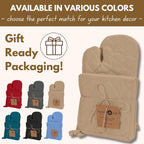 Native Fab Pot Holders and Oven Mitts Sets for Kitchen Heat Resistant- Hanging Non-Slip - 100% Cotton Oven Mitts and Pot Holders 4-Piece Set- Beige