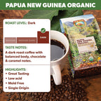 Low Acid Organic Coffee – Whole Bean, Mold-Free & Stomach Friendly by Java Planet, Papua New Guinea Single Origin Coffee, Dark Roast, Smooth Full Flavored, 5LB Bag
