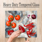 Multicolored White Agate Marble Kitchen Glass Cutting Board Ocean Decorative Gift Marbled Granite Stone Rock Gift For Her Mom Wife (Multicolored)