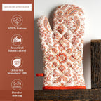 Maison d' Hermine Oven Gloves 100% Cotton Oven Mitt 7" x 13" with Loop Heat Resistant, BBQ, Cooking Gloves, Baking, Grilling, Kitchen, Handling Hot Pans (Pack of 1, Cachemire)