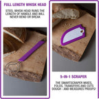 Artisan Bread Whisk and Bench Scraper Duo - Essential Dough Mixer Tools - Sourdough Bread Baking Supplies