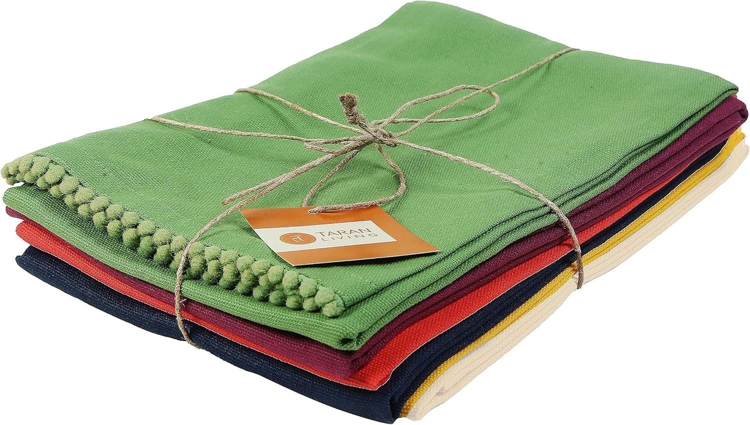 TARAN LIVING Cotton Kitchen Cloths - Assorted (2), Pack of 6 (18"x28")