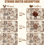 Coffee Cup Dish Drying Mat Cute Doodle Coffee Bar Mat for Countertop Absorbent Rubber Backed Hide Stain Dish Drainer Rack Pad Espresso Machine Dining Room Decoration 11.8 x 19.7 Inch