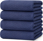 Kitinjoy 100% Cotton Waffle Weave Kitchen Towels, 4-Pack Super Soft and Absorbent Dish Towel for Drying Dishes, Kitchen Hand Towels, 20 in x 28 in, Navy Blue