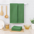 Kitinjoy 100% Cotton Waffle Weave Kitchen Towels, 4-Pack Super Soft and Absorbent Dish Towels for Drying Dishes, Kitchen Hand Towels, 13 in x 28 in, Grass Green