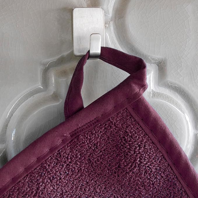 RITZ Terry Potholder & Hot Pad: Unparalleled Heat Resistant, Durable 100% Cotton – Ergonomically Designed for Optimal Grip – Easy-Care Machine Washable – 4-Pack, Beet