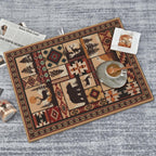 Western Wildlife Geometric Dish Drying Mat for Kitchen Counter, Absorbent Microfiber Washable Drying Pad for Dishes, Absorption, Foldable, Decorative Rustic Kitchen Mat for Sink, Home Decor, 18" x 24"